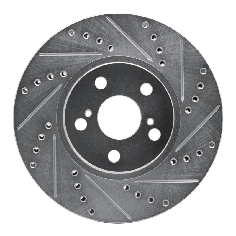 R1 00-10 Pontiac Vibe Front Right Drilled & Slotted Silver Brake Rotor