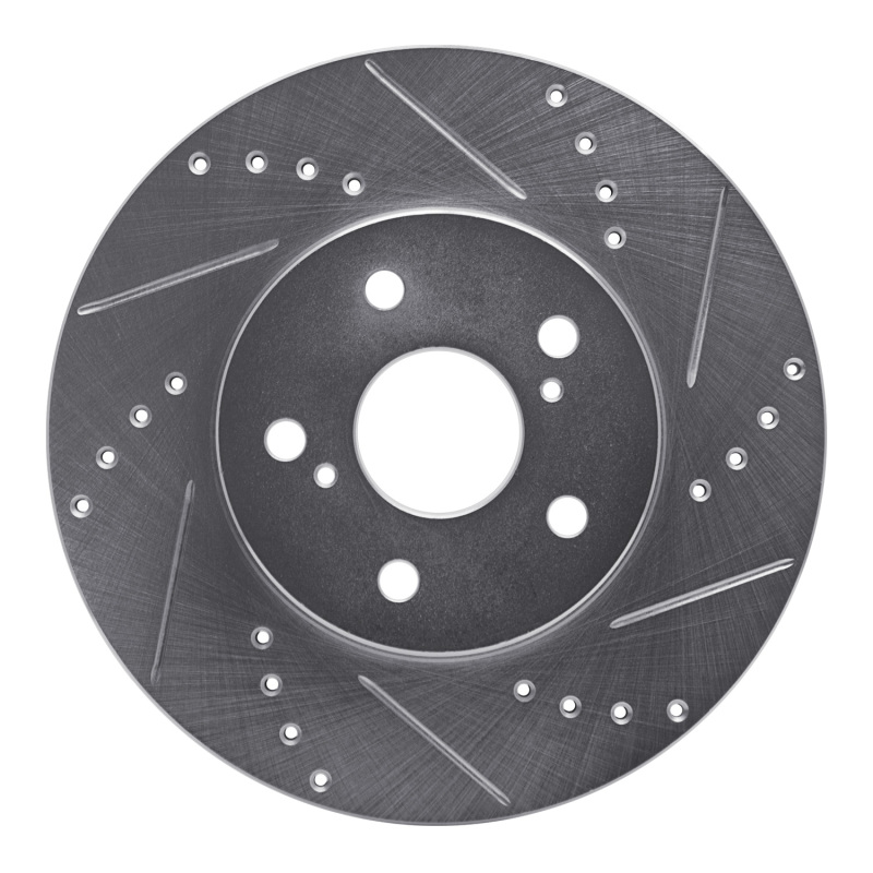 R1 02-15 Lexus IS250 Front Right Drilled & Slotted Silver Brake Rotor