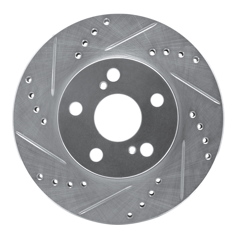 R1 04-09 Toyota Prius Front Left Drilled & Slotted Silver Brake Rotor