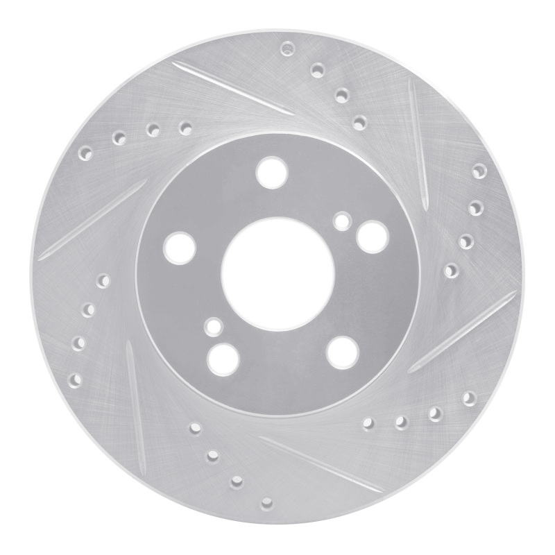 R1 04-09 Toyota Prius Front Right Drilled & Slotted Silver Brake Rotor