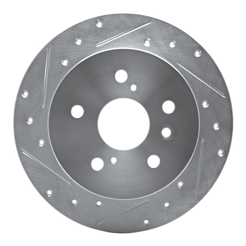 R1 07-12 Lexus ES350 Rear Left Drilled & Slotted Silver Brake Rotor