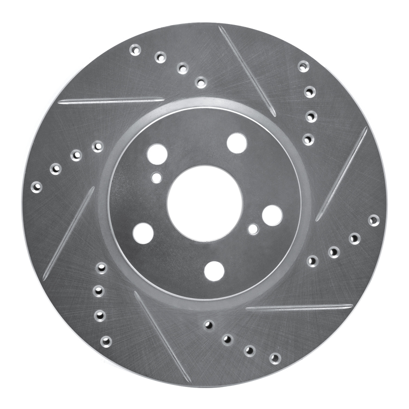 R1 08-19 Pontiac Vibe Front Right Drilled & Slotted Silver Brake Rotor