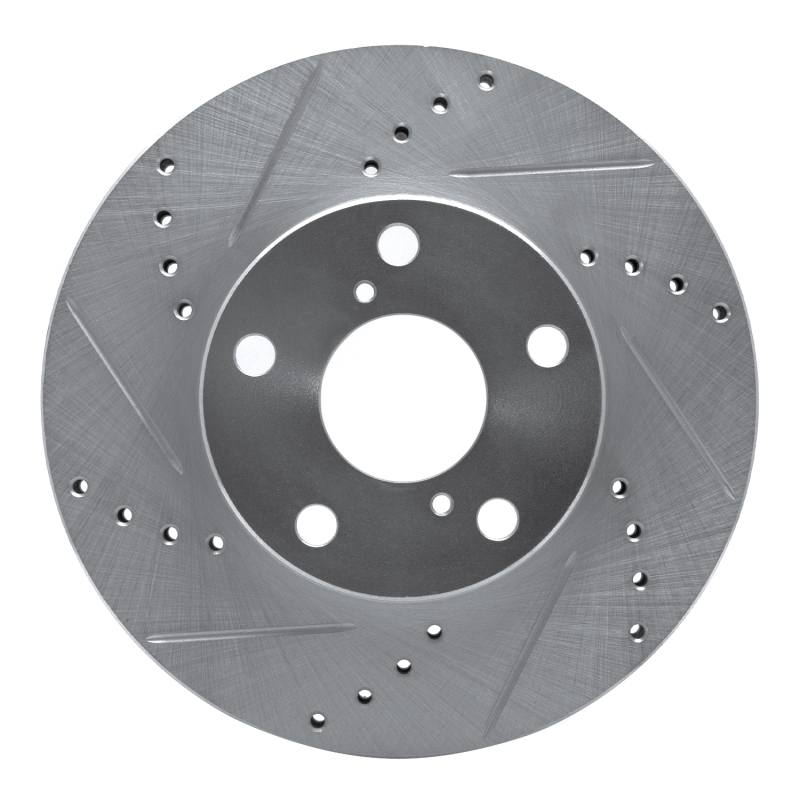 R1 01-05 Toyota RAV4 Front Left Drilled & Slotted Silver Brake Rotor