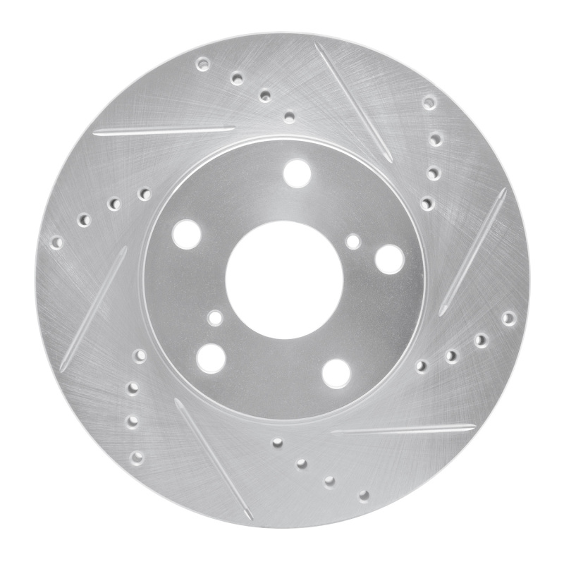 R1 01-05 Toyota RAV4 Front Right Drilled & Slotted Silver Brake Rotor