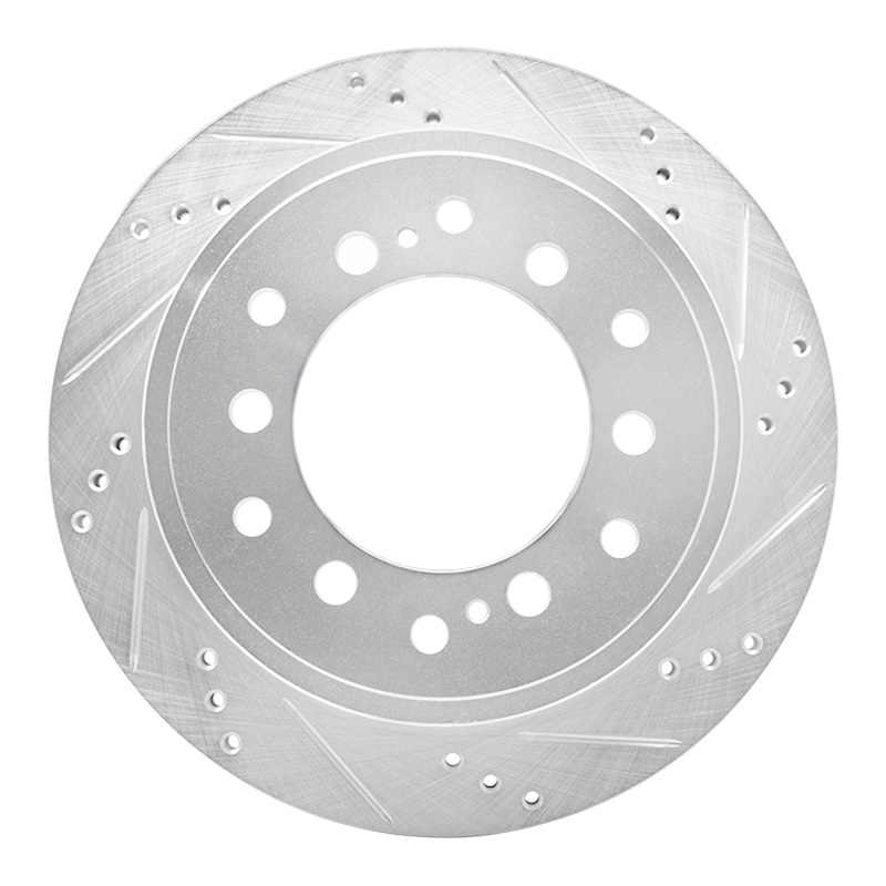R1 10-24 Lexus GX460 Rear Right Drilled & Slotted Silver Brake Rotor