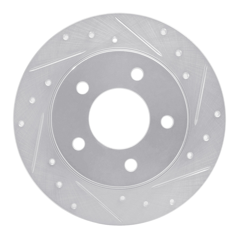 R1 04-13 Mazda 3 Rear Right Drilled & Slotted Silver Brake Rotor