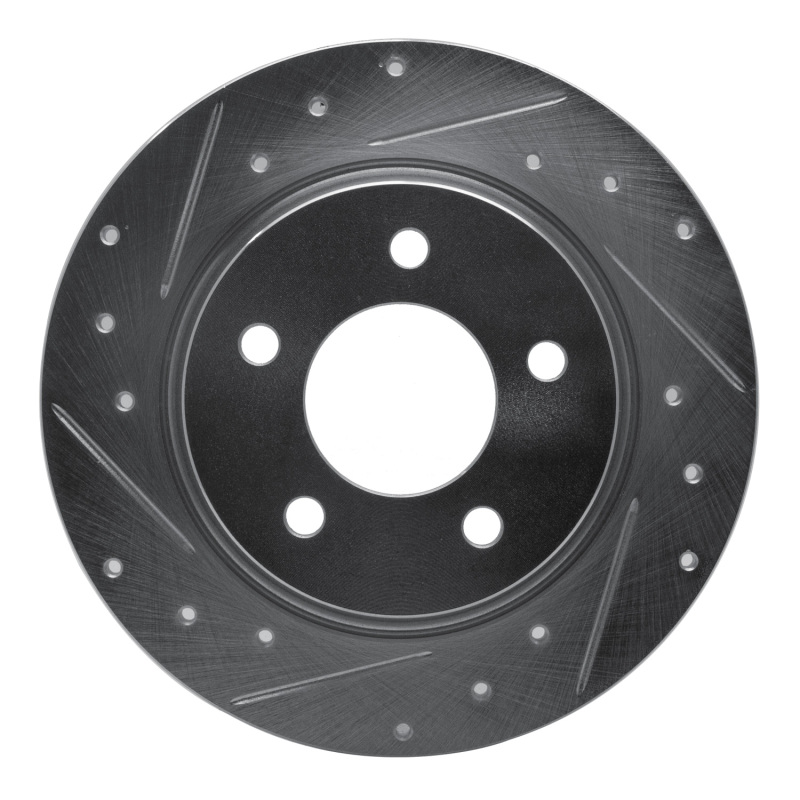 R1 04-13 Mazda 3 Rear Left Drilled & Slotted Silver Brake Rotor