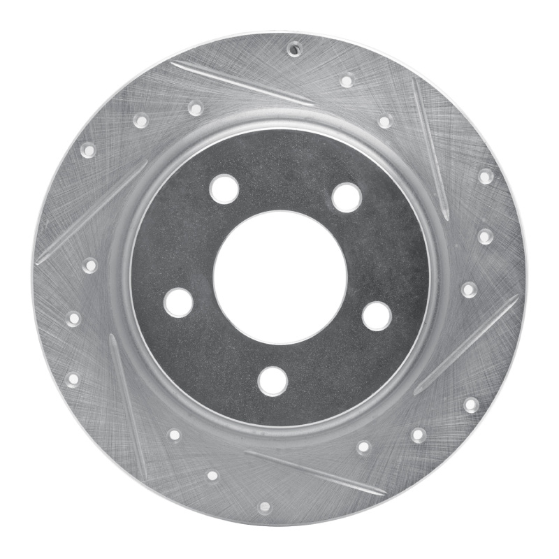 R1 04-13 Mazda 3 Rear Right Drilled & Slotted Silver Brake Rotor