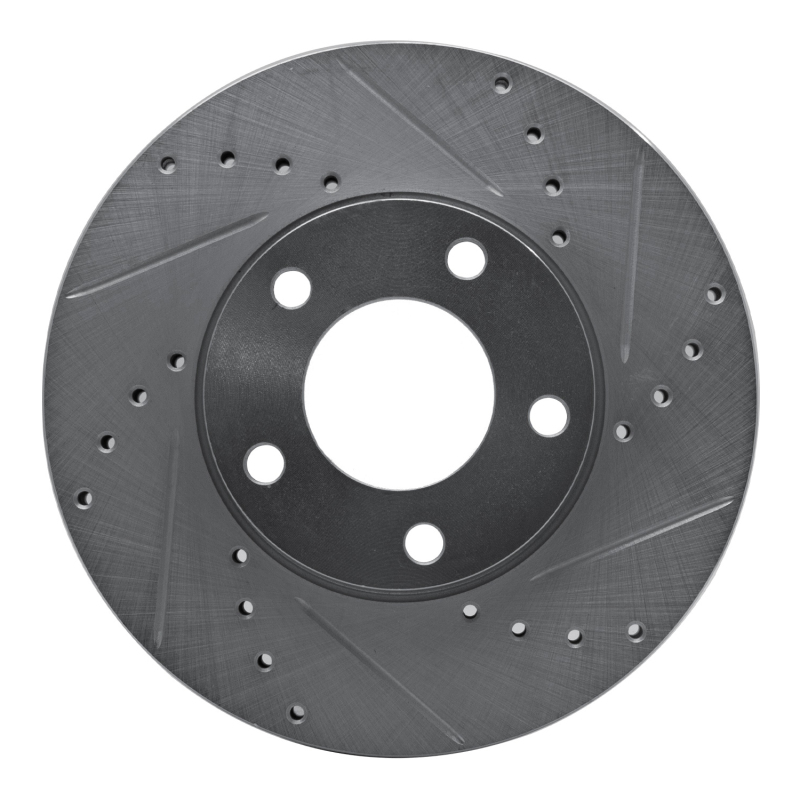 R1 04-13 Mazda 3 Front Right Drilled & Slotted Silver Brake Rotor