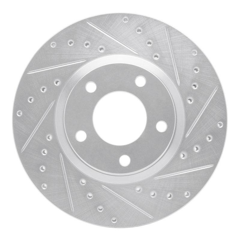 R1 04-15 Mazda 3 Front Right Drilled & Slotted Silver Brake Rotor