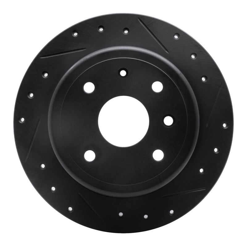 R1 04-10 Chevrolet Epica (Mexico) Rear Right Drilled & Slotted Black Brake Rotor