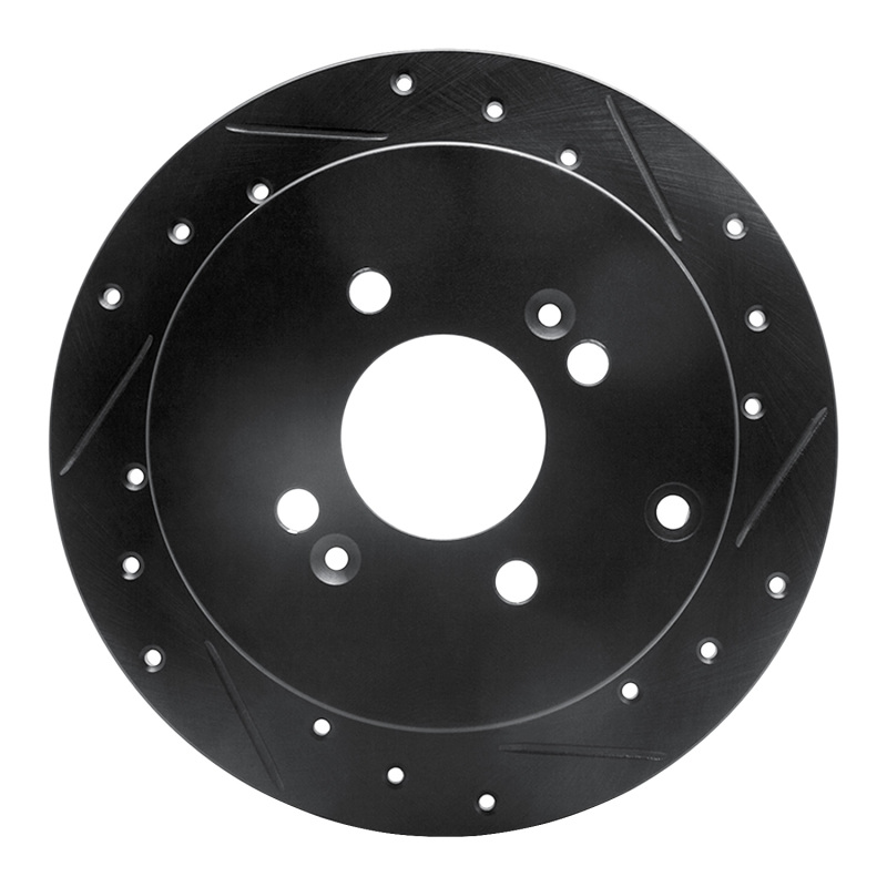 R1 06-12 Dodge Attitude (Mexico) Rear Right Drilled & Slotted Black Brake Rotor
