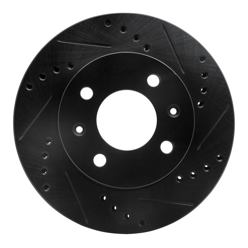 R1 03-06 Dodge Verna (Mexico) Front Right Drilled & Slotted Black Brake Rotor