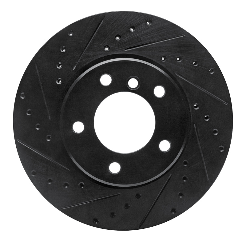 R1 04-10 BMW 525i (Mexico) Front Left Drilled & Slotted Black Brake Rotor