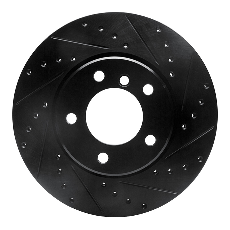 R1 04-10 BMW 525i (Mexico) Front Right Drilled & Slotted Black Brake Rotor
