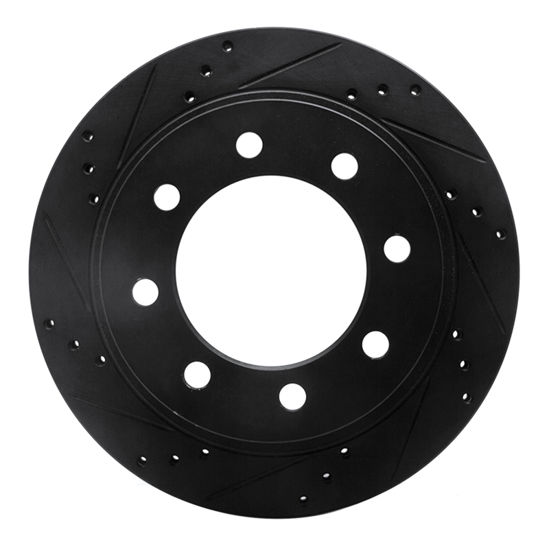 R1 03-08 Dodge Ram 4000 (Mexico) Rear Left Drilled & Slotted Black Brake Rotor