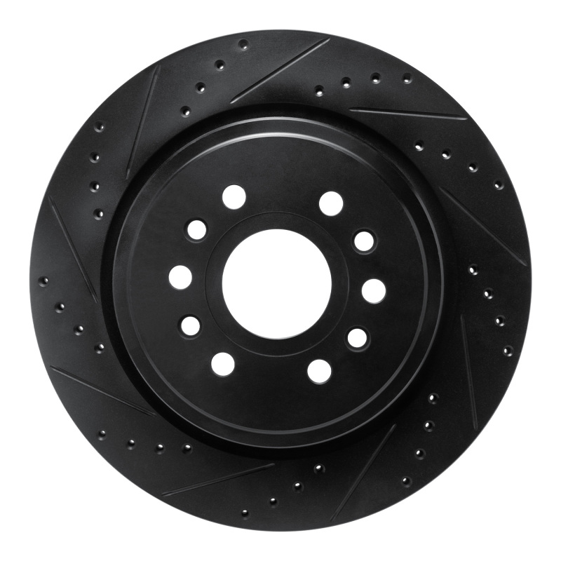 R1 21-25 Jeep Wagoneer L Rear Left Drilled & Slotted Black Brake Rotor