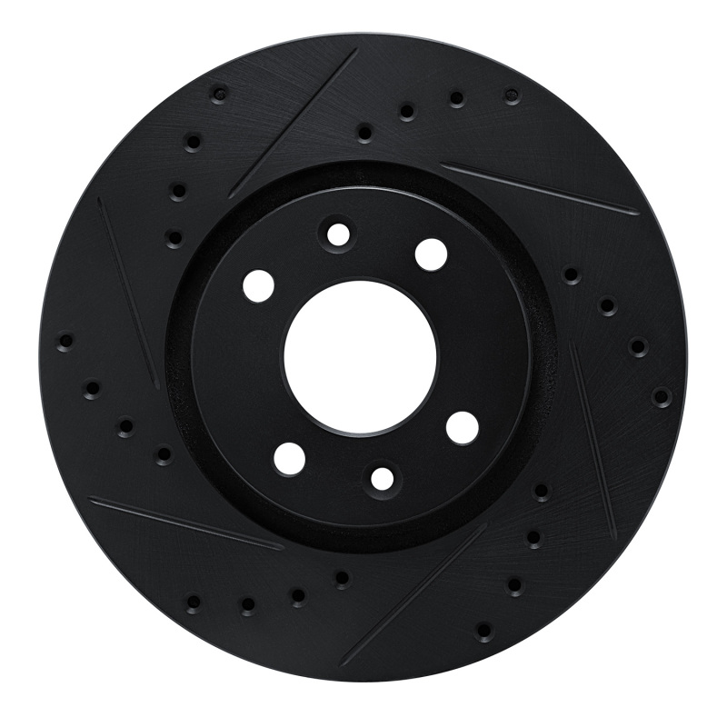 R1 88-89 Eagle Medallion Front Left Drilled & Slotted Black Brake Rotor