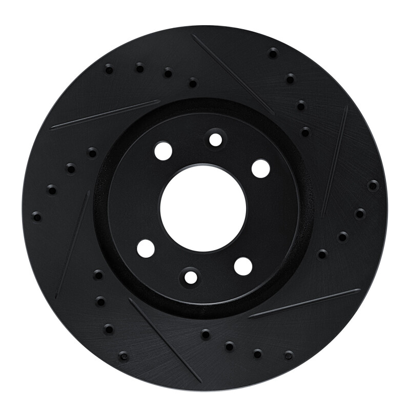 R1 88-89 Eagle Medallion Front Right Drilled & Slotted Black Brake Rotor