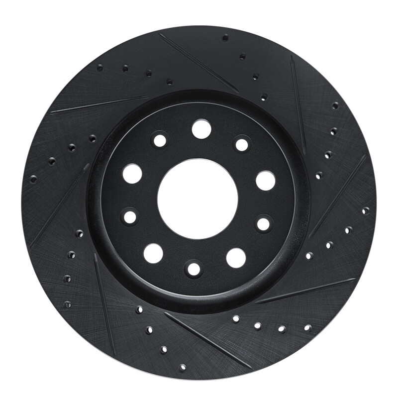 R1 18-25 Jeep Gladiator Front Right Drilled & Slotted Black Brake Rotor