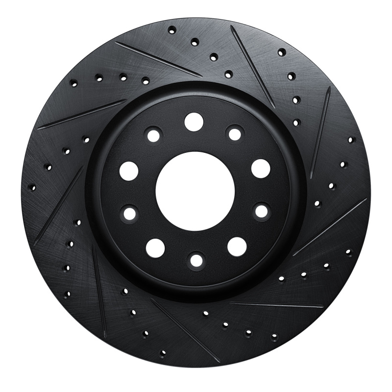 R1 18-25 Jeep Wrangler Front Right Drilled & Slotted Black Brake Rotor