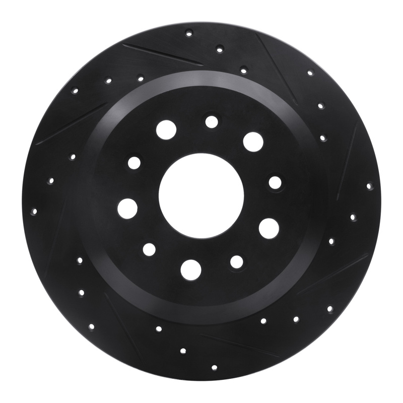 R1 18-25 Jeep Wrangler Rear Right Drilled & Slotted Black Brake Rotor