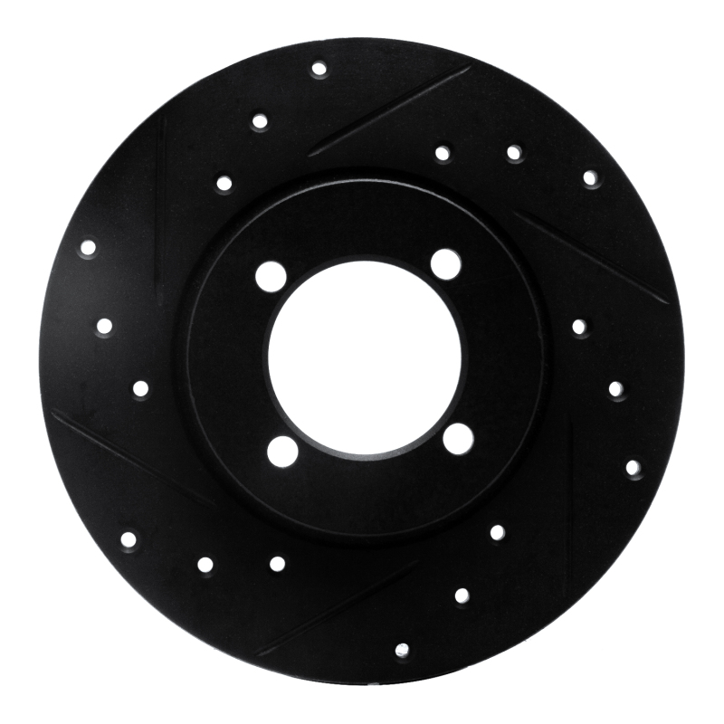R1 74-87 Dodge COLT Front Left Drilled & Slotted Black Brake Rotor