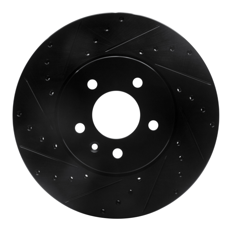 R1 13-25 Cadillac CT4 Front Left Drilled & Slotted Black Brake Rotor