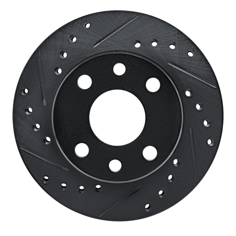 R1 85-93 Chevrolet SPECTRUM Front Left Drilled & Slotted Black Brake Rotor