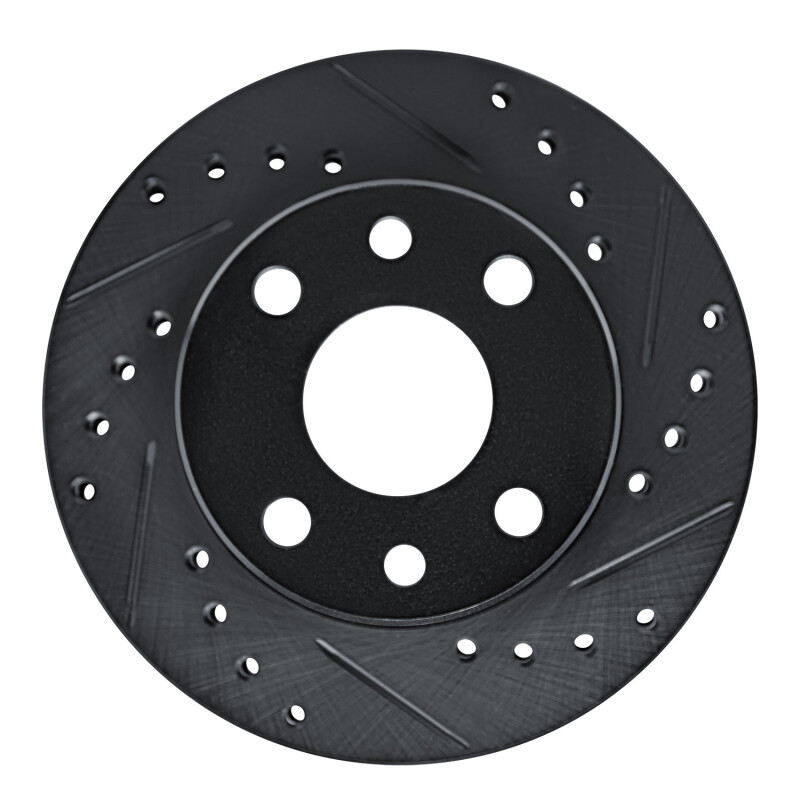 R1 85-93 Chevrolet SPECTRUM Front Right Drilled & Slotted Black Brake Rotor
