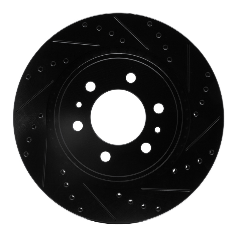 R1 21-22 Chevrolet Colorado Front Right Drilled & Slotted Black Brake Rotor