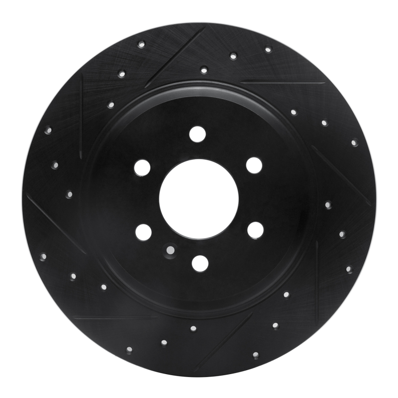 R1 11-15 VPG MV-1 Rear Left Drilled & Slotted Black Brake Rotor