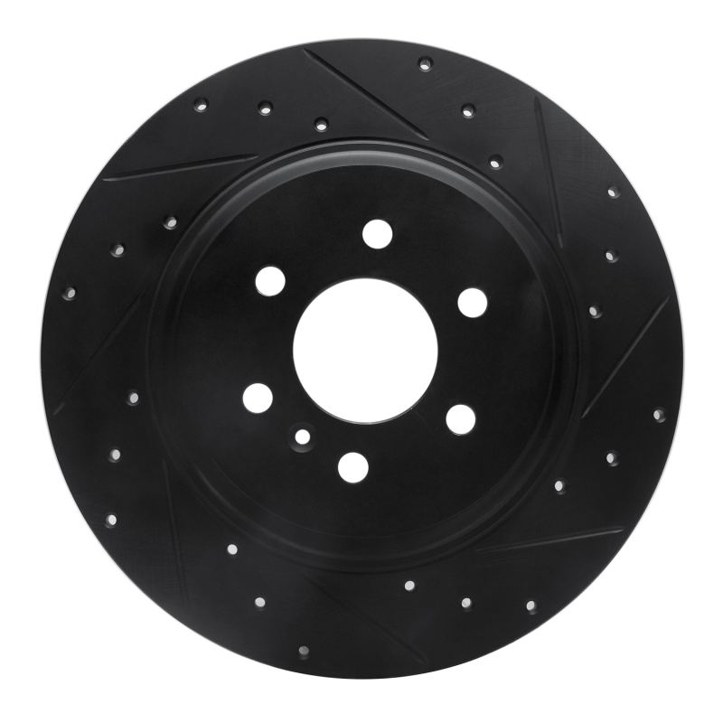 R1 11-15 VPG MV-1 Rear Right Drilled & Slotted Black Brake Rotor
