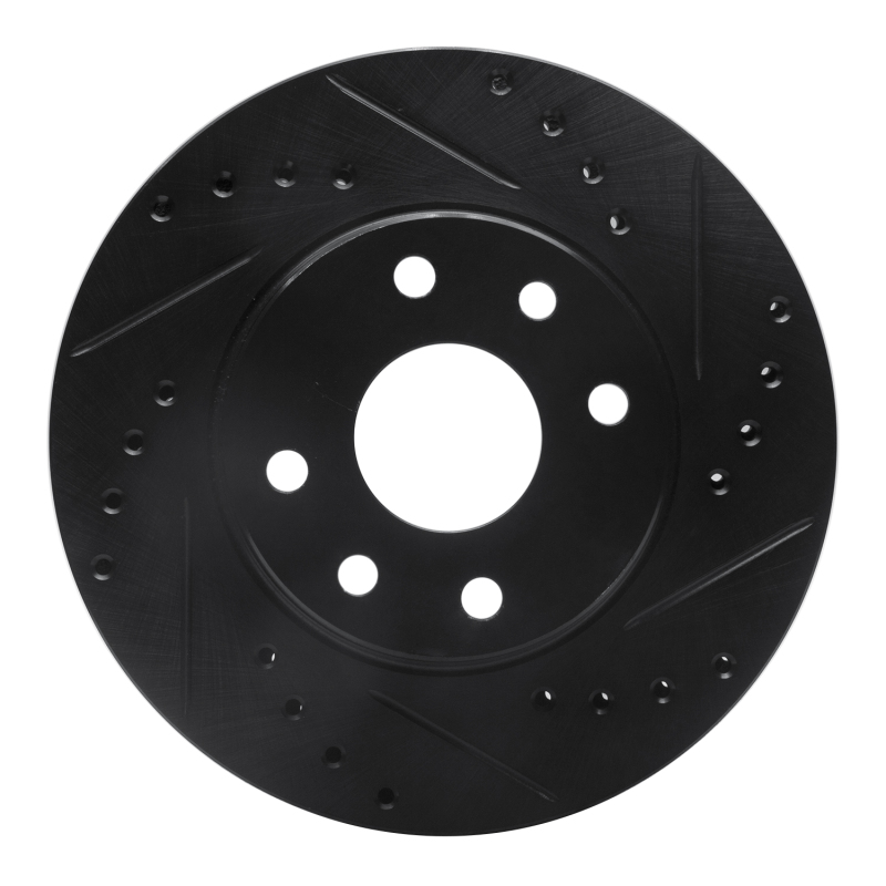 R1 90-93 Asuna SUNFIRE Front Right Drilled & Slotted Black Brake Rotor