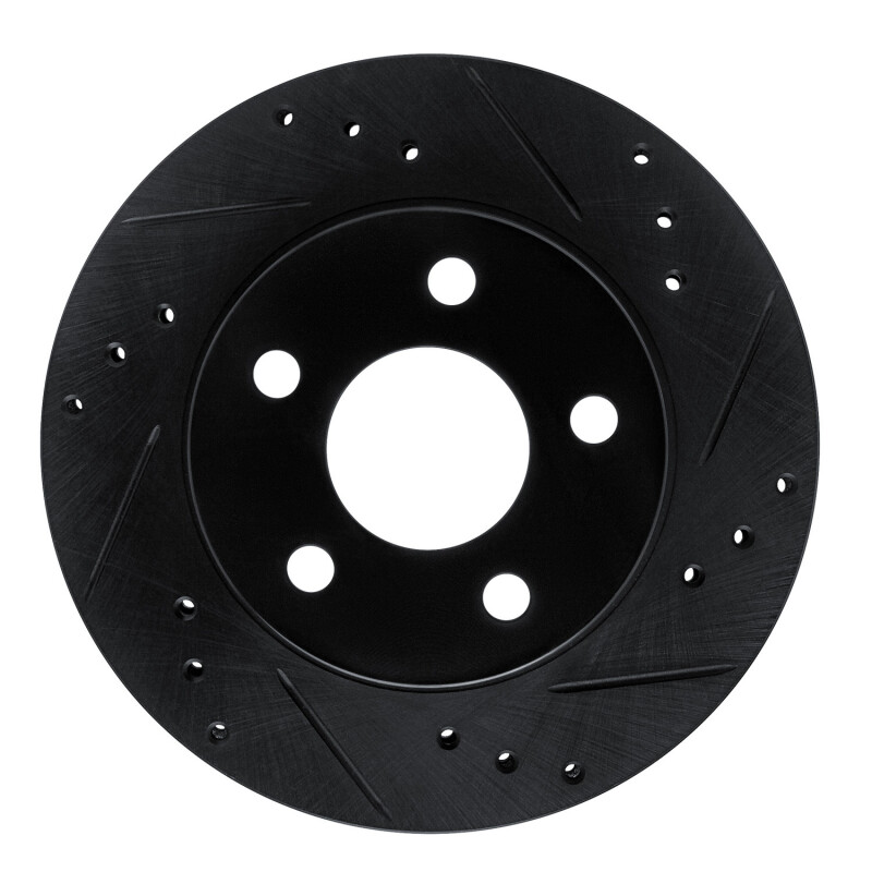 R1 86-92 Ford Thunderbird Rear Right Front Right Drilled & Slotted Black Brake Rotor