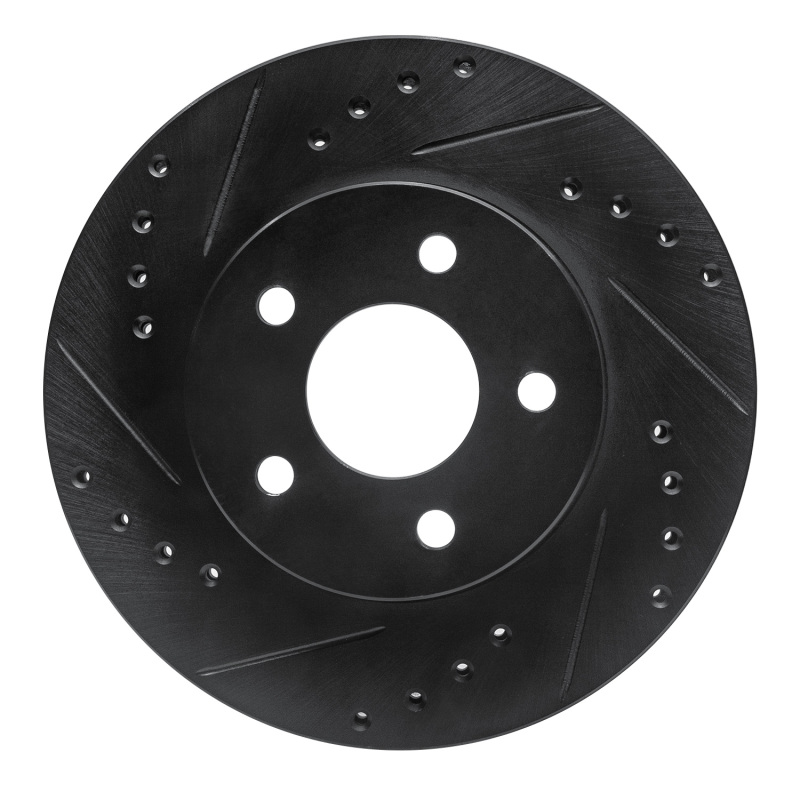 R1 89-90 Ford Thunderbird Front Left Drilled & Slotted Black Brake Rotor