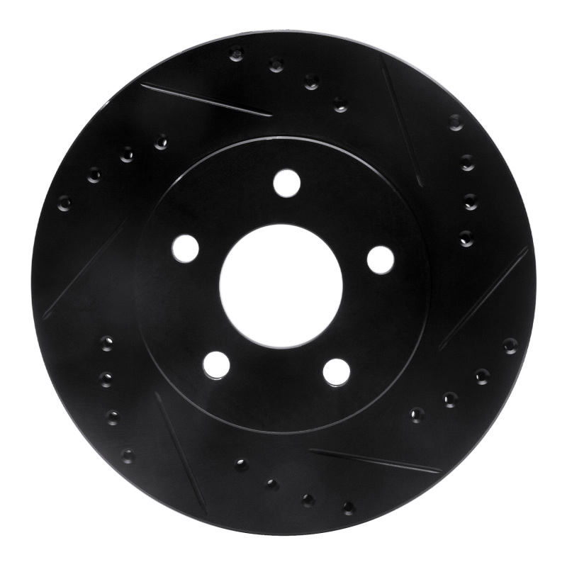 R1 89-90 Ford Thunderbird Front Right Drilled & Slotted Black Brake Rotor
