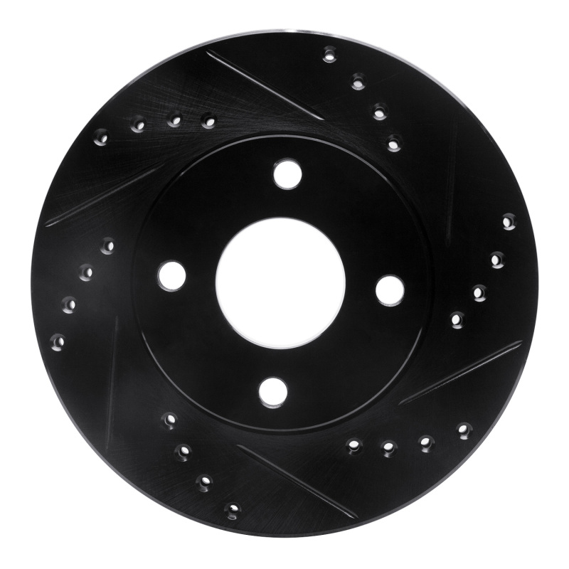 R1 00-15 Ford Ikon (Mexico / Made In India) Front Right Drilled & Slotted Black Brake Rotor