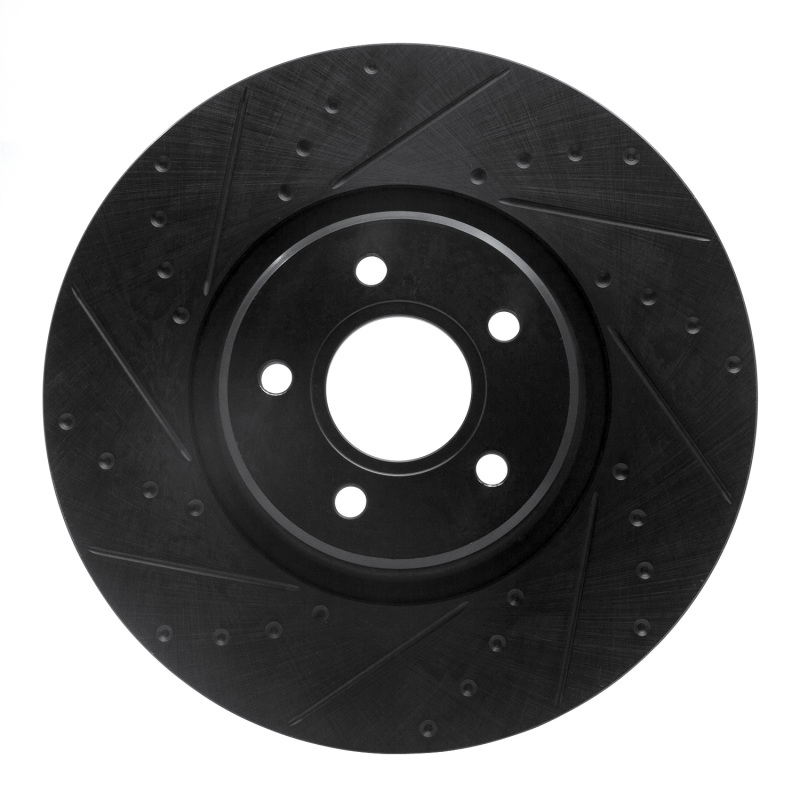 R1 04-19 Ford Focus Front Left Drilled & Slotted Black Brake Rotor