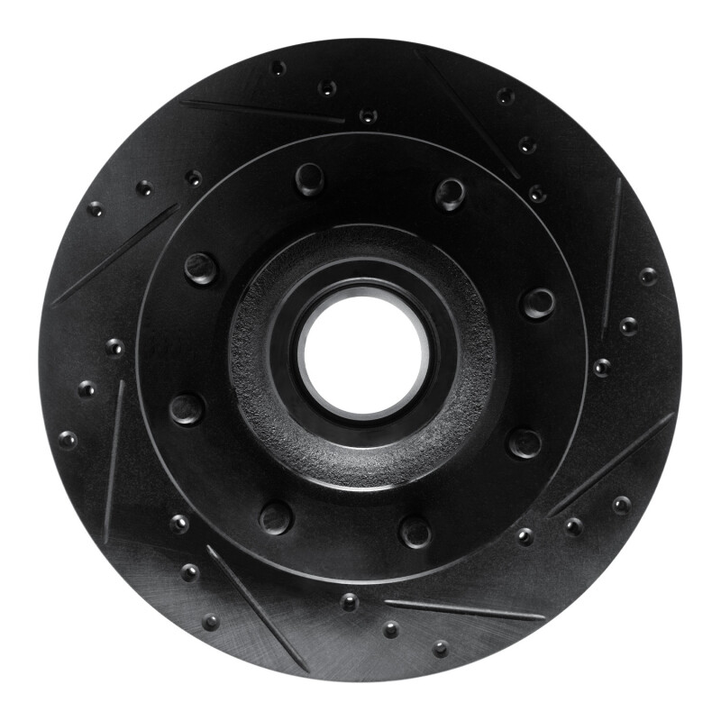 R1 80-85 Ford E-250 Econoline Club Wagon Front Right Drilled & Slotted Black Brake Rotor