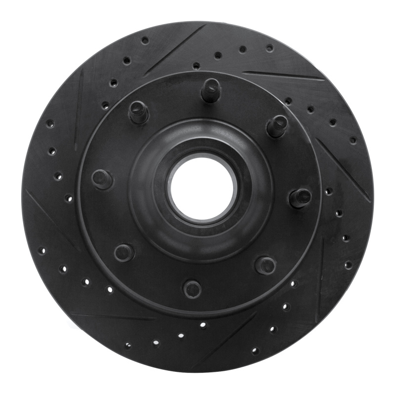 R1 80-85 Ford F-250 2WD (Excl Super Duty) Front Left Drilled & Slotted Black Brake Rotor