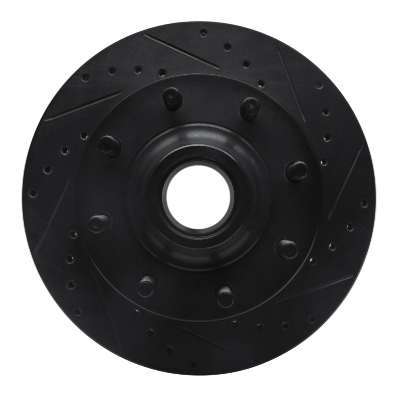 R1 80-85 Ford E-250 Econoline Club Wagon Front Right Drilled & Slotted Black Brake Rotor