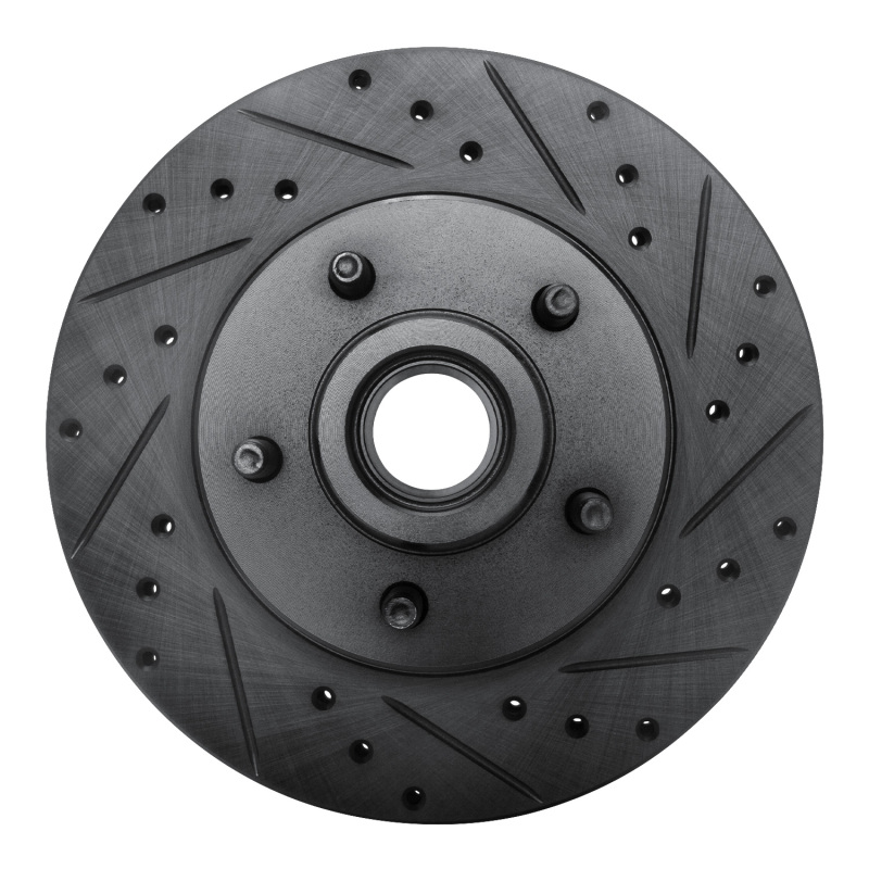 R1 80-83 Ford F-100 Front Right Drilled & Slotted Black Brake Rotor