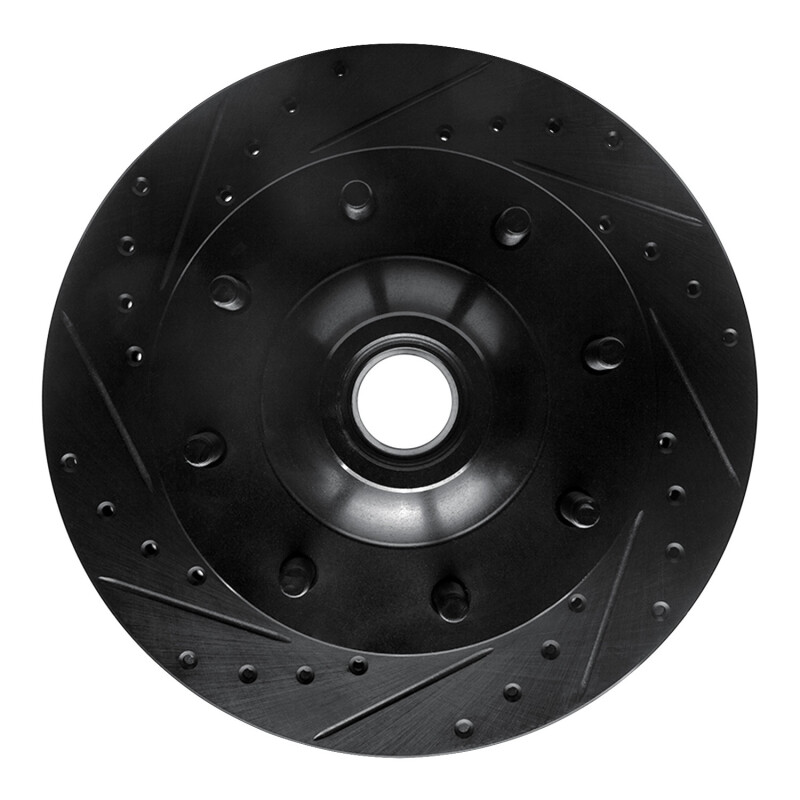 R1 80-85 Ford F-250 2WD (Excl Super Duty) Front Left Drilled & Slotted Black Brake Rotor