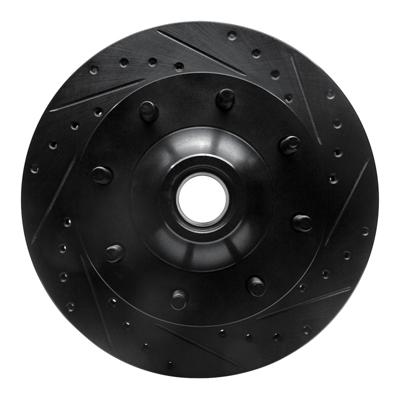 R1 80-85 Ford F-250 2WD (Excl Super Duty) Front Right Drilled & Slotted Black Brake Rotor