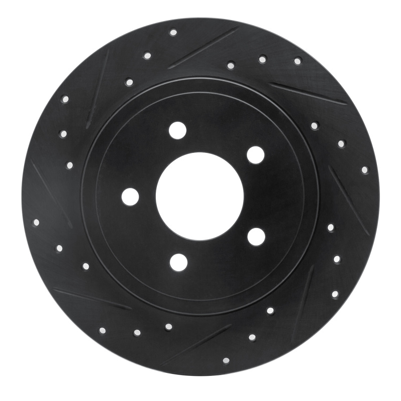 R1 05-08 Ford Escape Rear Left Drilled & Slotted Black Brake Rotor