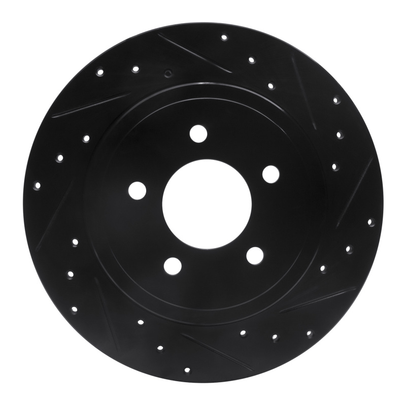 R1 05-08 Ford Escape Rear Right Drilled & Slotted Black Brake Rotor