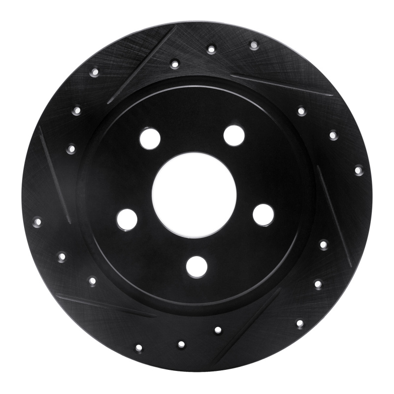 R1 18-23 Ford Transit CONNECT Rear Left Drilled & Slotted Black Brake Rotor
