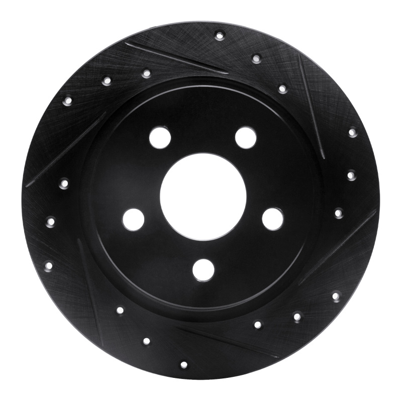 R1 18-23 Ford Transit CONNECT Rear Right Drilled & Slotted Black Brake Rotor