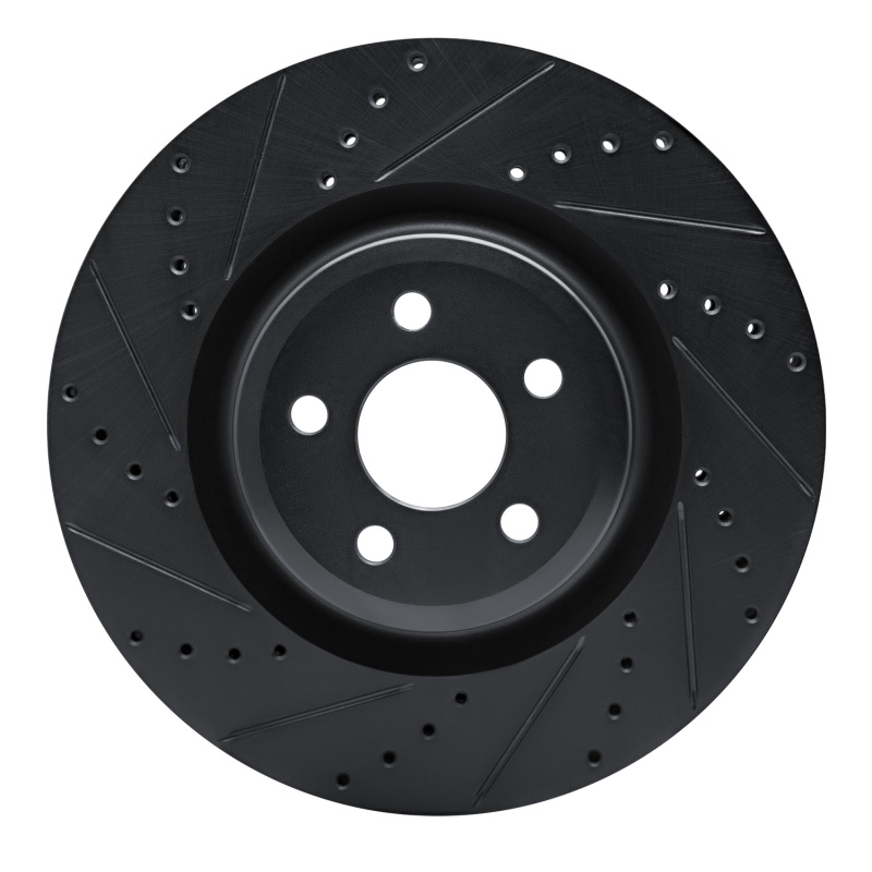 R1 19-24 Ford Edge Front Left Drilled & Slotted Black Brake Rotor